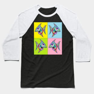 pop art colorful fish cool 2 Baseball T-Shirt